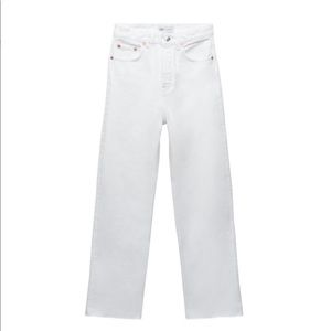Zara hi-rise straight leg jeans in white